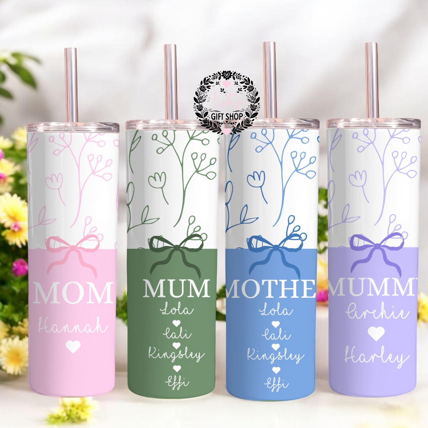 Personalised floral tumblers - Glamorous Boutique