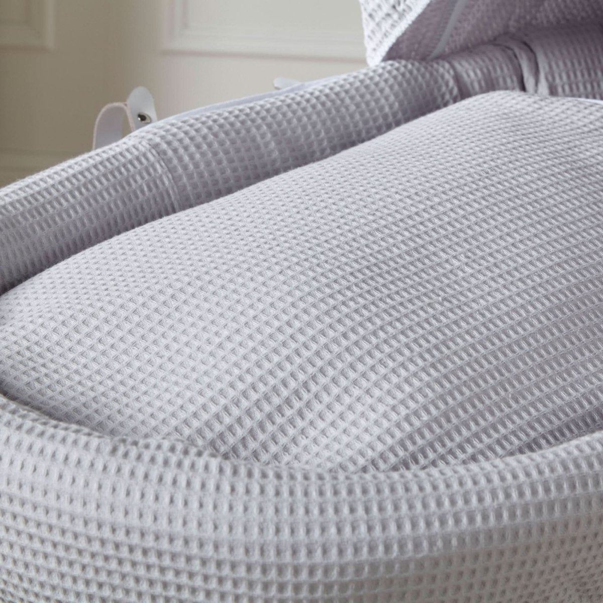 Grey Waffle Grey Wicker Baby Moses Basket With Stand - Glamorous Boutique