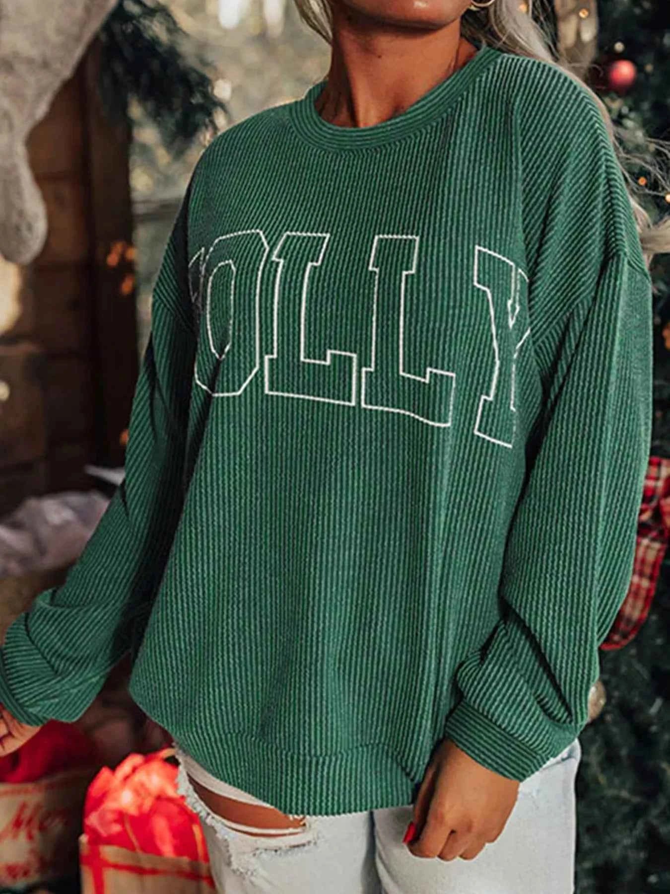 Letter Round Neck Sweatshirt