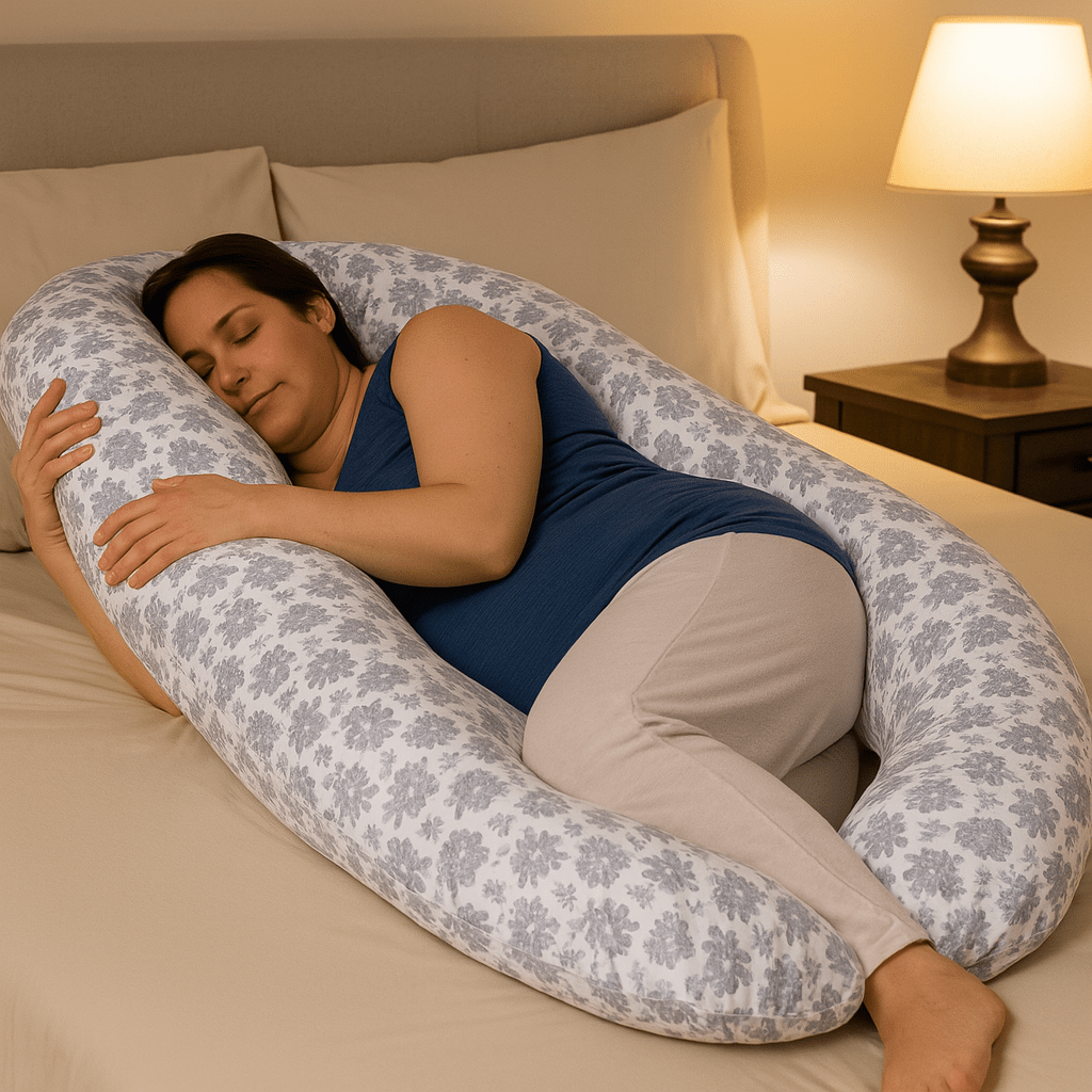 12 Ft Maternity Pillow And Case - Grey Floral - Glamorous Boutique