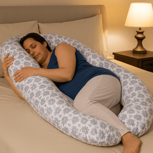 12 Ft Maternity Pillow And Case - Grey Floral - Glamorous Boutique