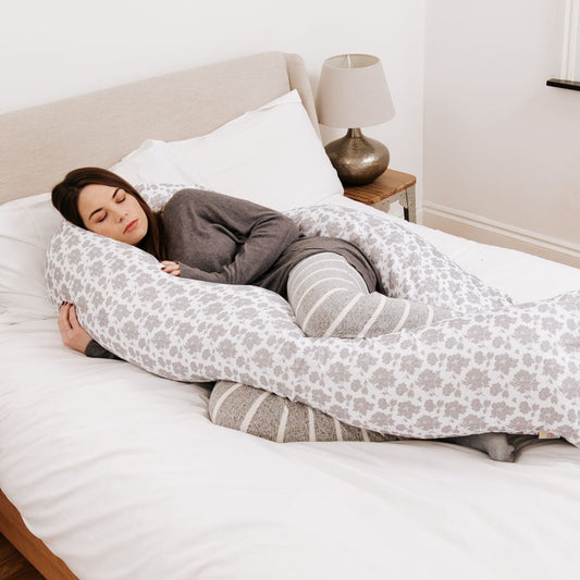 12 Ft Maternity Pillow Case - Grey Floral - Glamorous Boutique