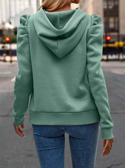 Puff Sleeve Hoodie with Drawstring