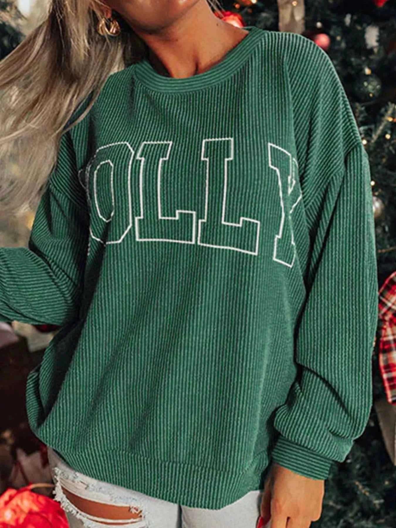 Letter Round Neck Sweatshirt
