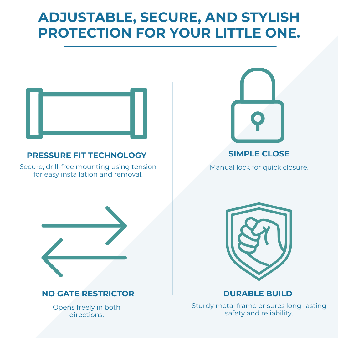 FYLO 3x Baby Safety Stair Gate  Pressure Fit 75-86cm (3 pack) - Glamorous Boutique