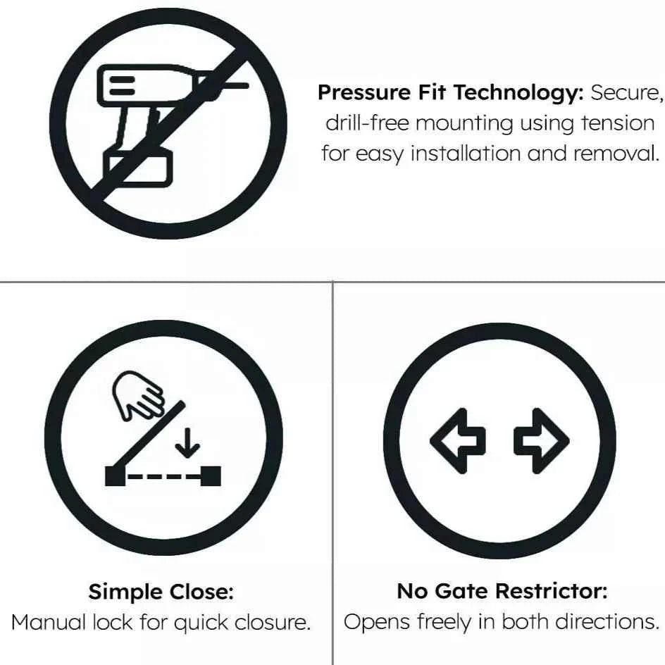 FYLO Baby Safety Stair Gate Pressure Fit 75-114cm Extra Wide