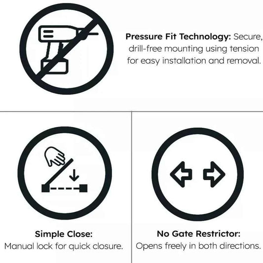 FYLO Baby Safety Stair Gate Pressure Fit 75-114cm Extra Wide