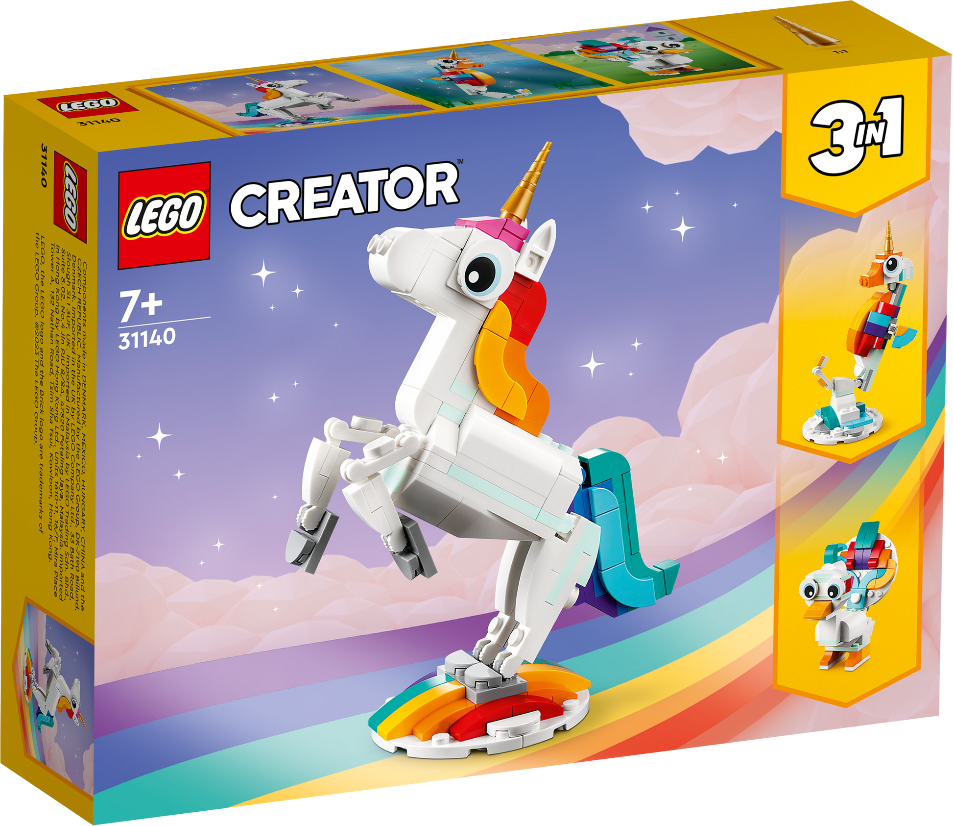 Lego Creator 3 in 1 31140 Magical Unicorn Playset for Ages 7 and Up - Glamorous Boutique