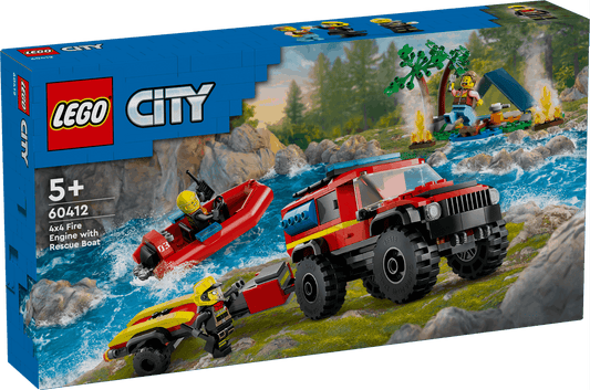 Lego City 60412 4x4 Fire Truck with Rescue Boat Set for Ages 5 and Up - Glamorous Boutique