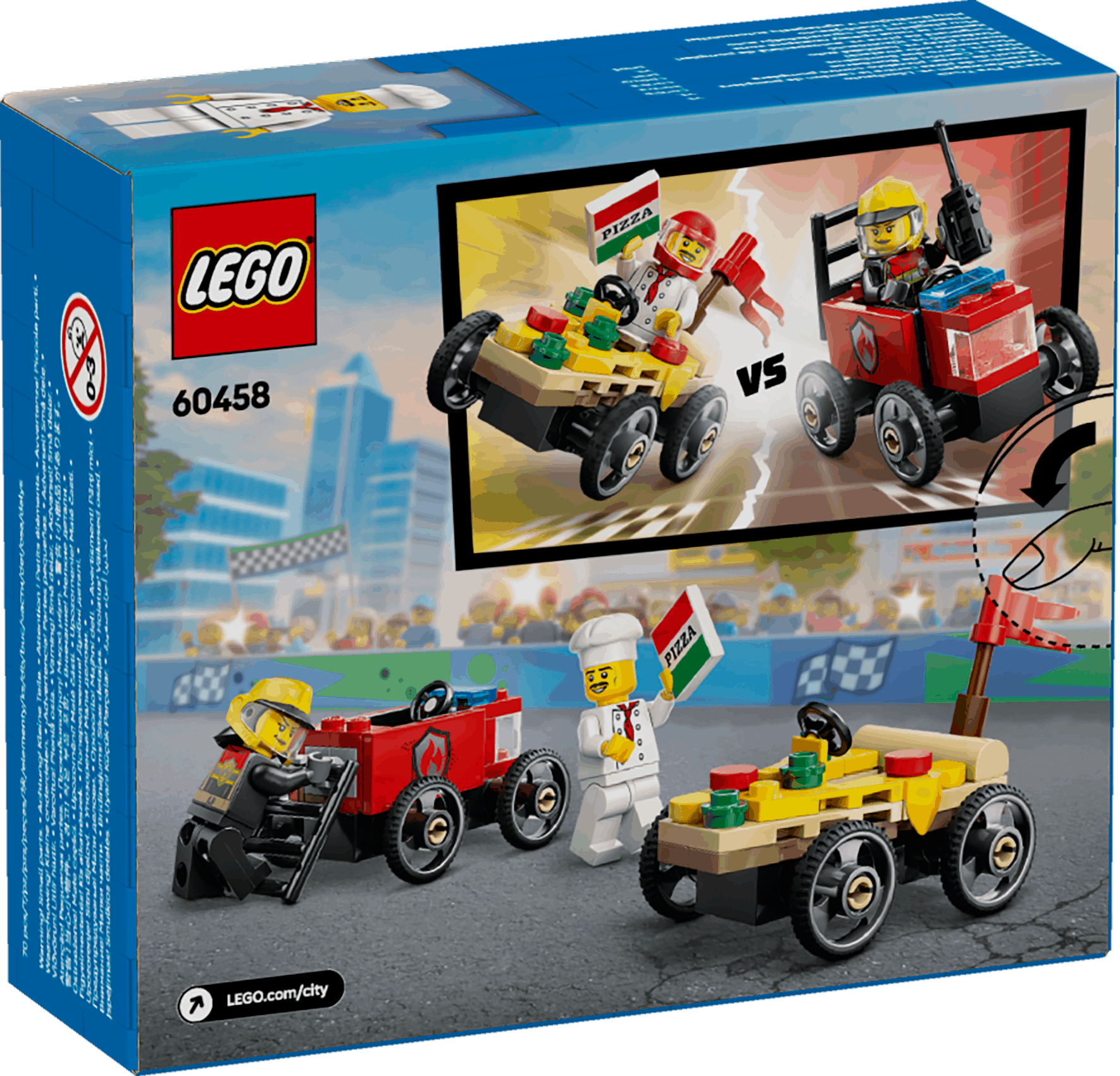 Lego City 60458 Pizza Vs. Fire Truck Race Car Pack for Ages 5 and Up - Glamorous Boutique