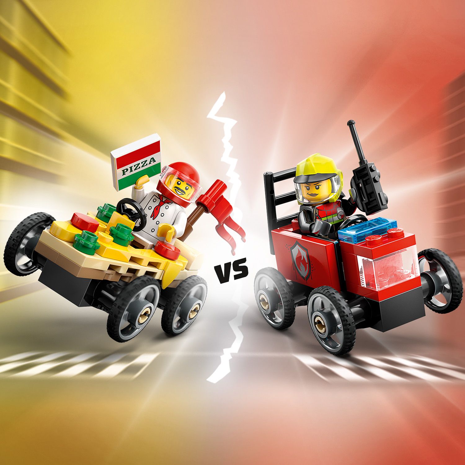 Lego City 60458 Pizza Vs. Fire Truck Race Car Pack for Ages 5 and Up - Glamorous Boutique