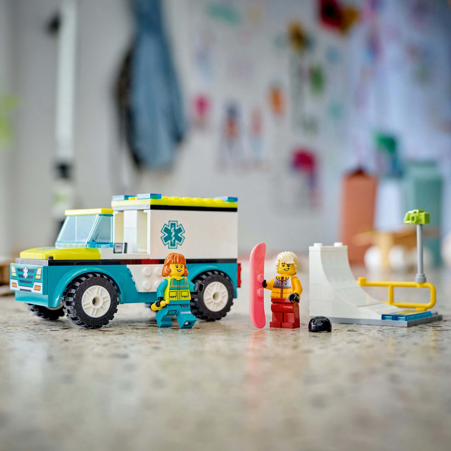 Lego City 60403 Emergency Ambulance and Snowboarder for Ages 4 and Up - Glamorous Boutique