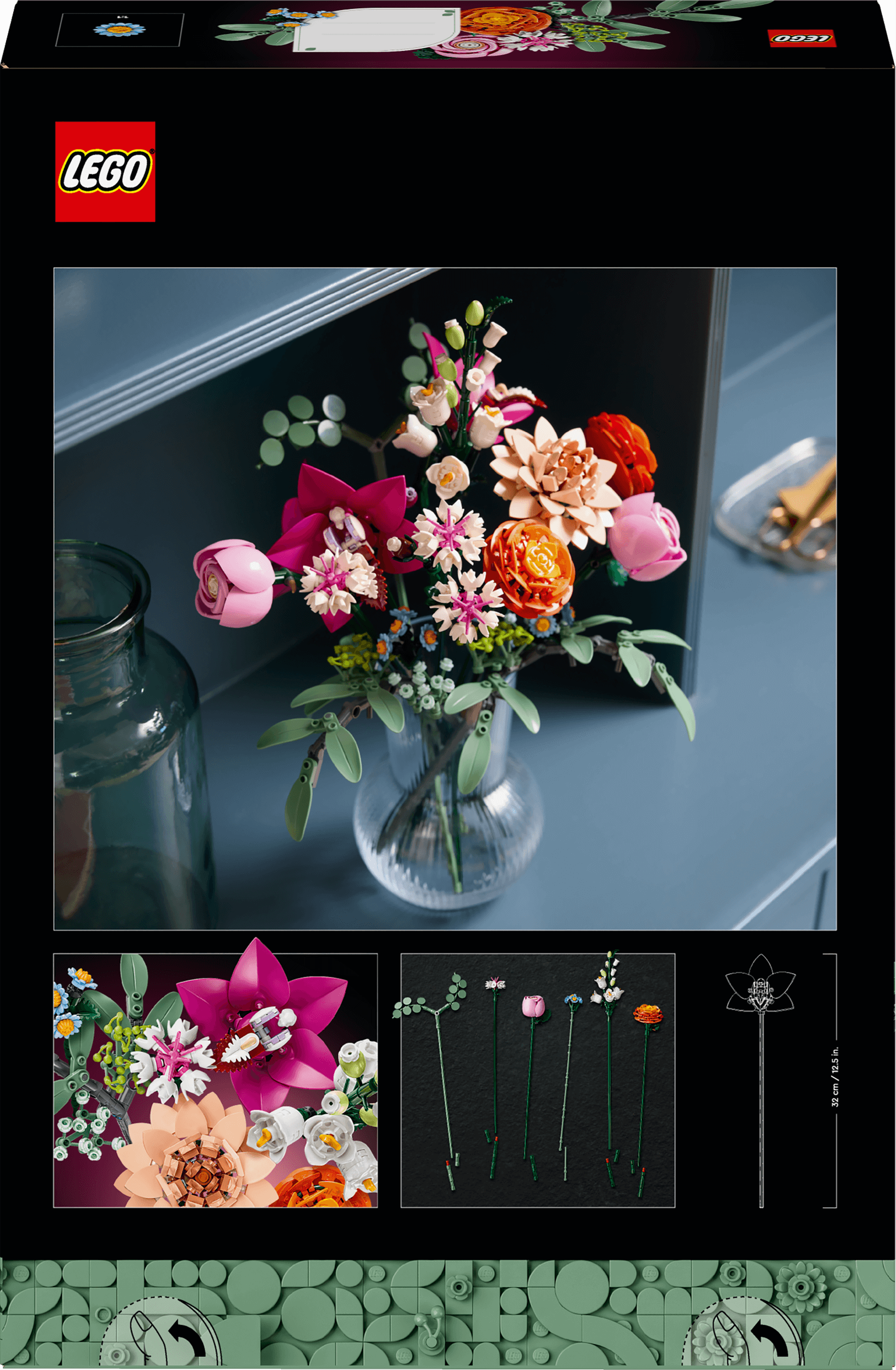 Lego Botanicals 10342 Pretty Pink Flower Bouquet for Adults Ages 18+ - Glamorous Boutique