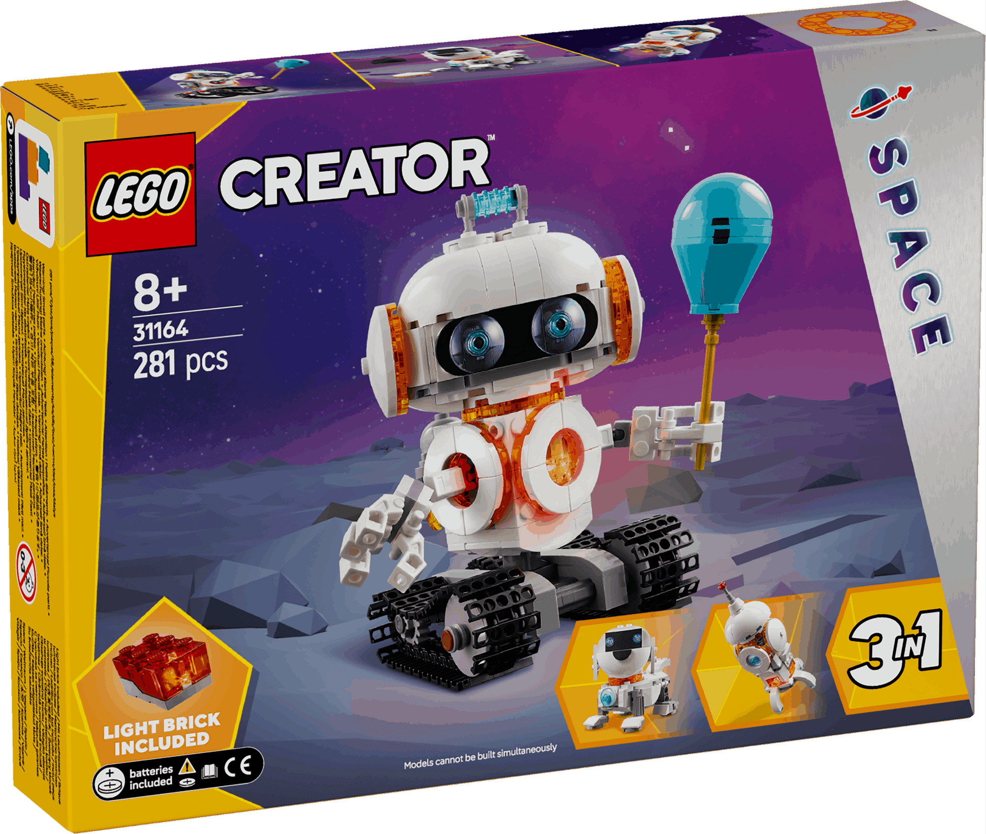 Lego Creator 3 in 1 31164 Space Robot Rebuildable Toy for Ages 8 & Up - Glamorous Boutique
