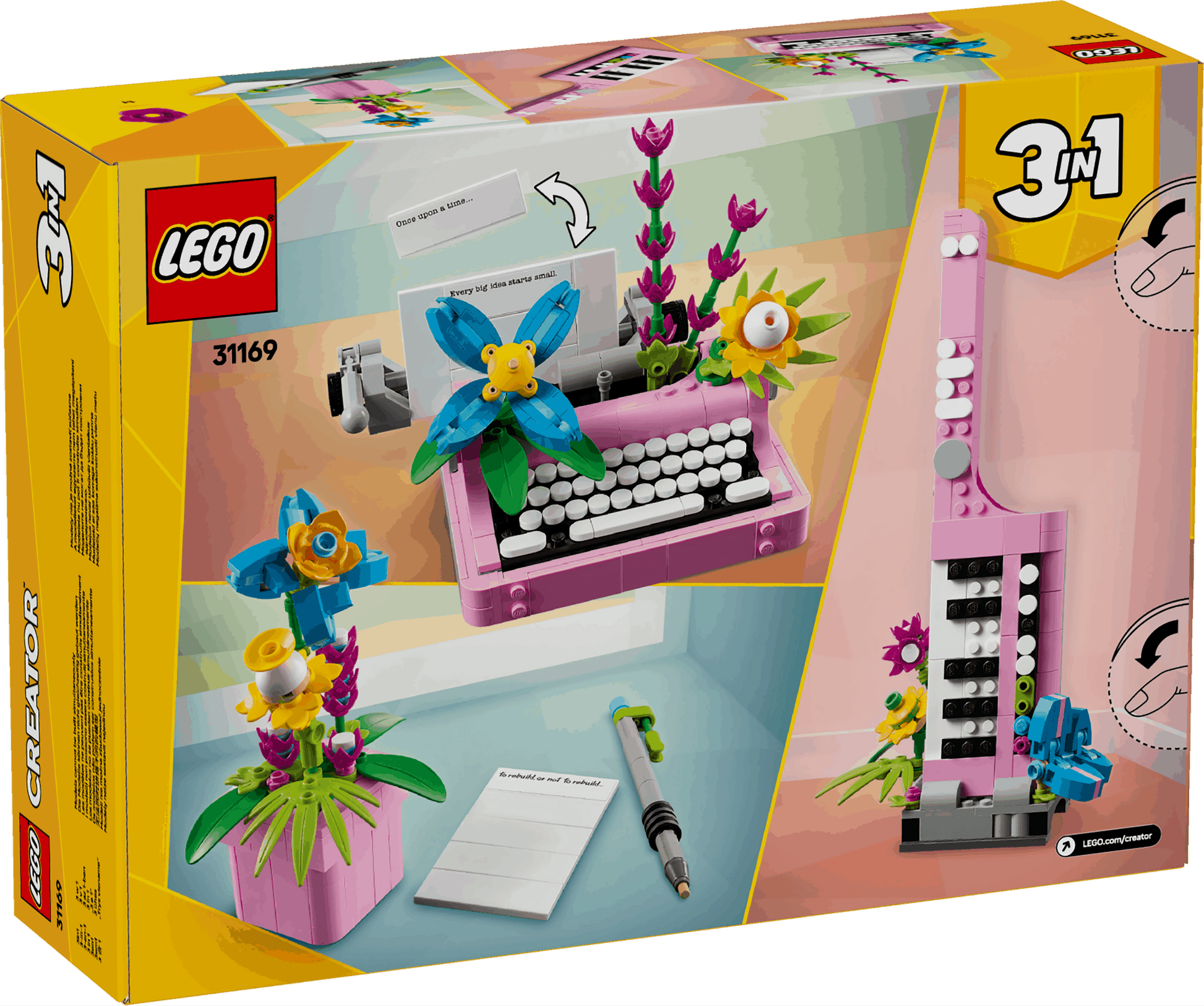 Lego Creator 3 in 1 31169 Typewriter with Flowers for Ages 8 and Up - Glamorous Boutique