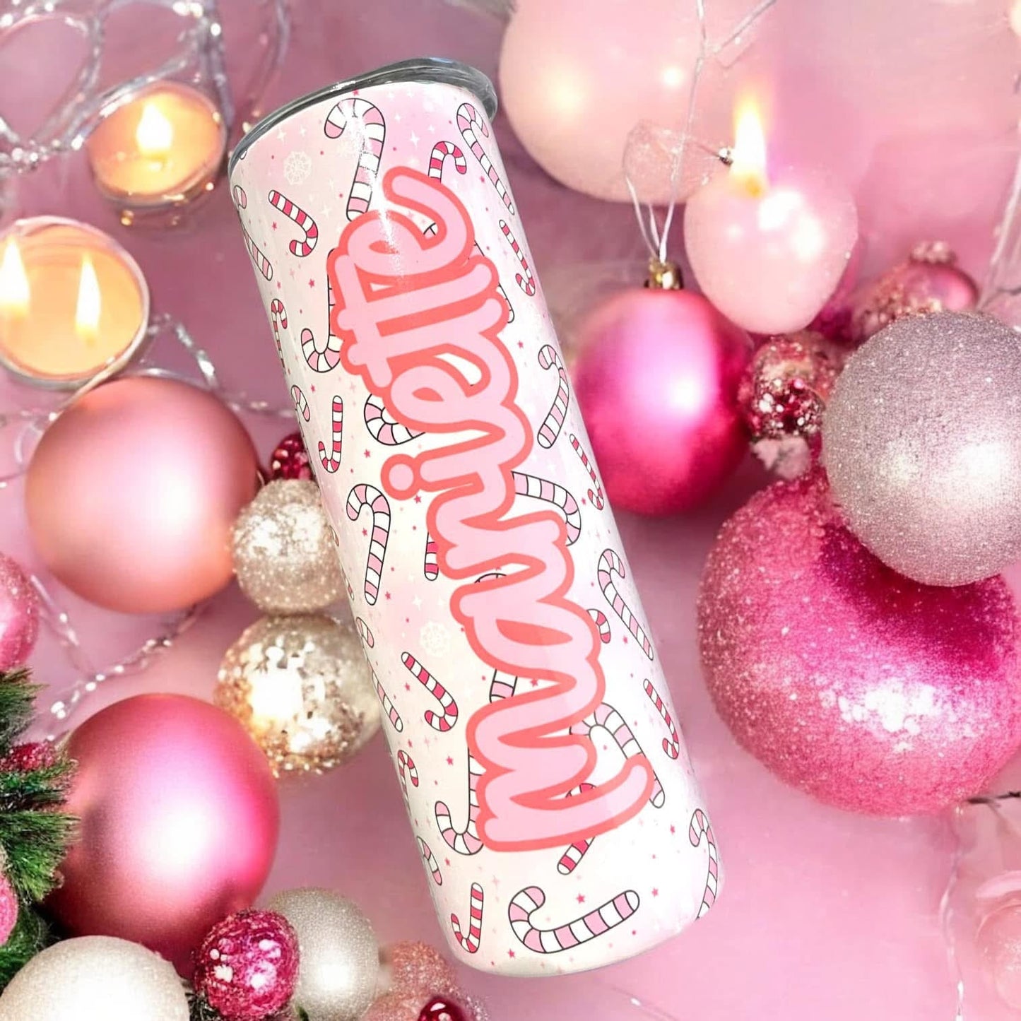 Personalised candy cane tumblers - Glamorous Boutique