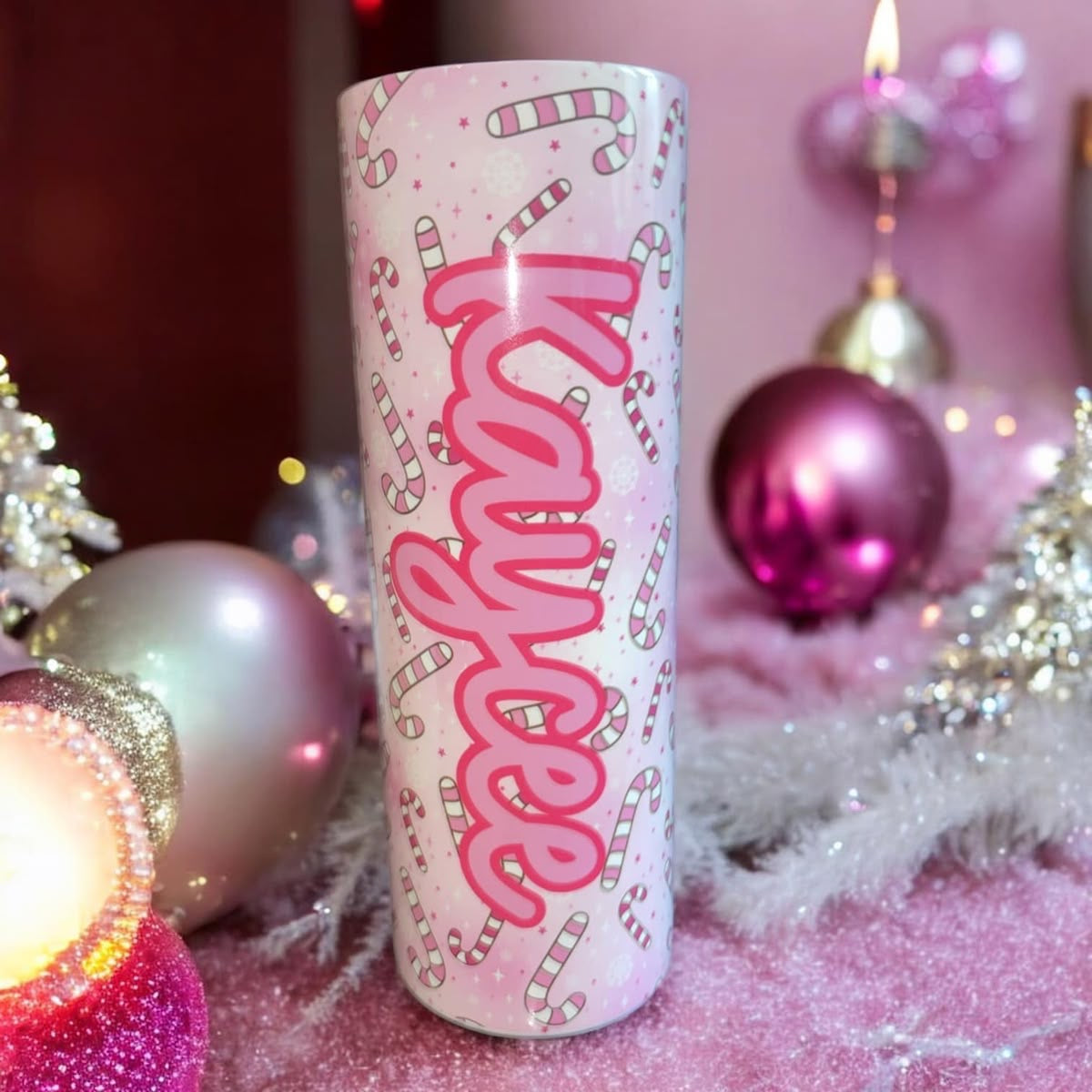 Personalised candy cane tumblers - Glamorous Boutique