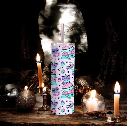 Spooky Christmas trees tumbler - Glamorous Boutique