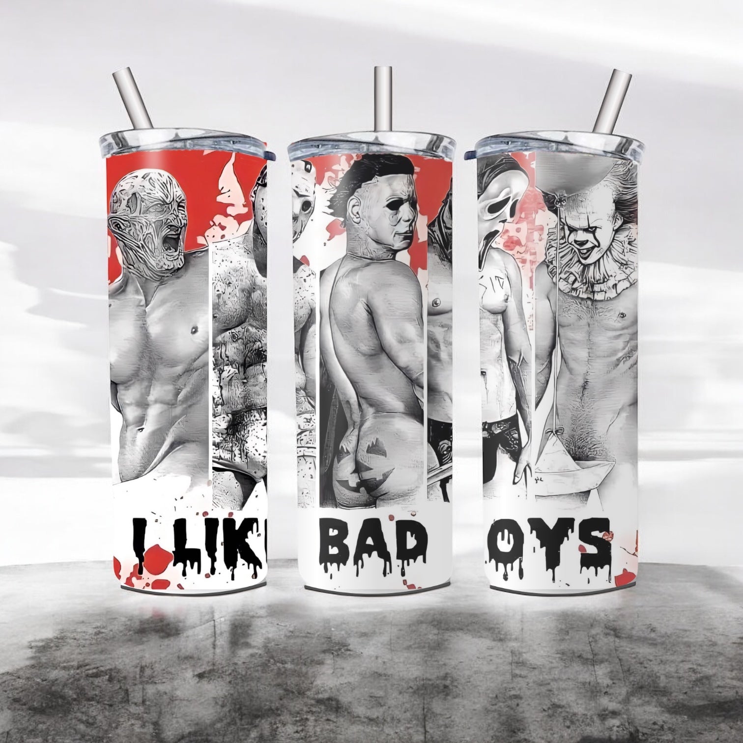 I love bad boys 20oz tumbler - Glamorous Boutique