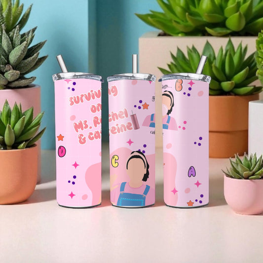 Surviving on pink 20oz tumbler - Glamorous Boutique