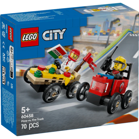 Lego City 60458 Pizza Vs. Fire Truck Race Car Pack for Ages 5 and Up - Glamorous Boutique