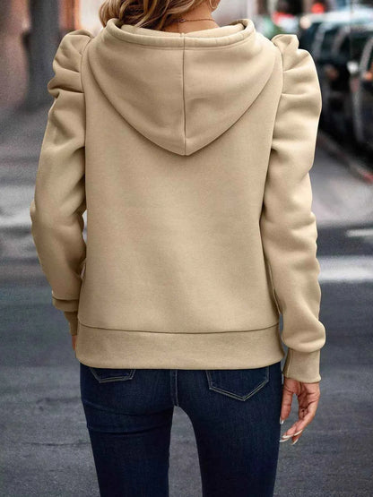 Puff Sleeve Hoodie with Drawstring