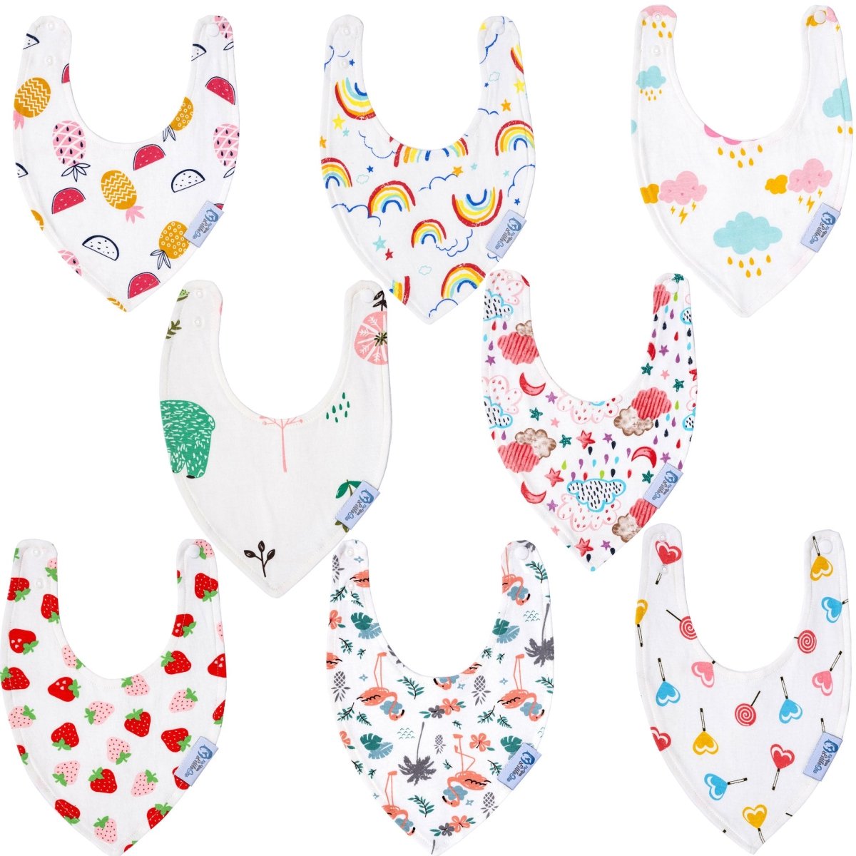 Baby Bandana Dribble Bibs Cotton Pack Of 8 - Girls - Glamorous Boutique