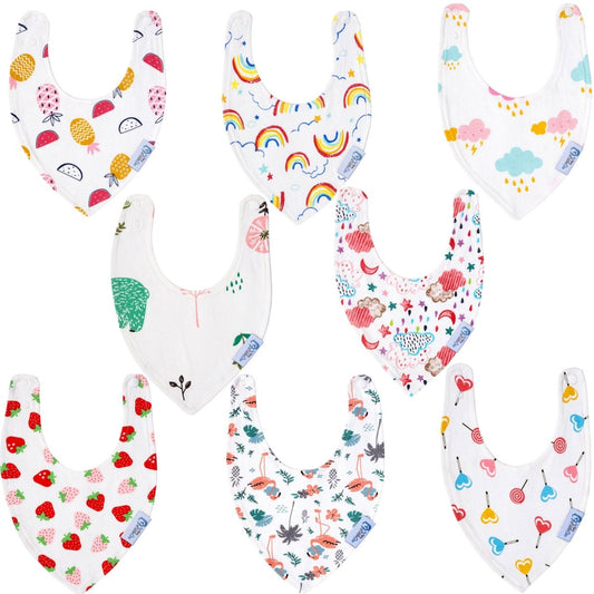 Baby Bandana Dribble Bibs Cotton Pack Of 8 - Girls - Glamorous Boutique