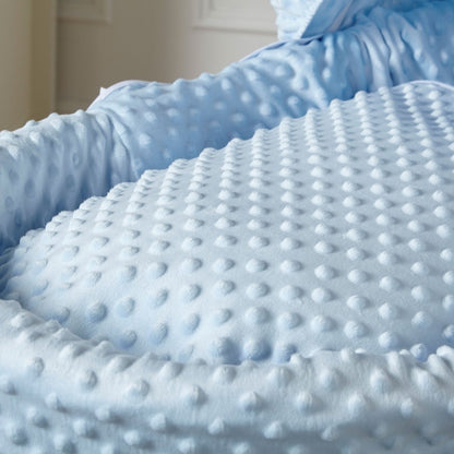 Blue Dimple White Wicker Baby Moses Basket With Stand - Glamorous Boutique