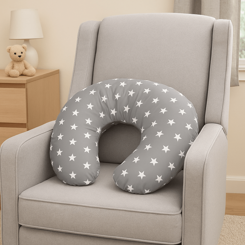 Breast Feeding Maternity Nursing Pillow - Grey with Stars - Glamorous Boutique