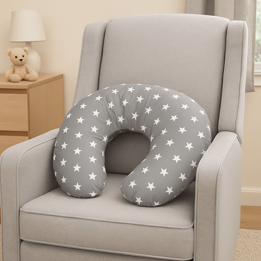 Breast Feeding Maternity Nursing Pillow - Grey with Stars - Glamorous Boutique