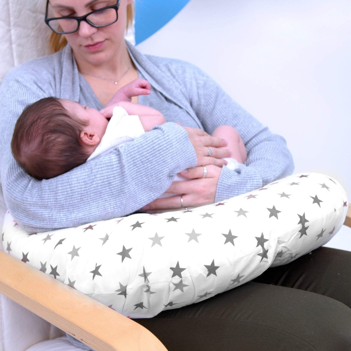 Breast Feeding Maternity Nursing Pillow - Silver Twinkle - Glamorous Boutique