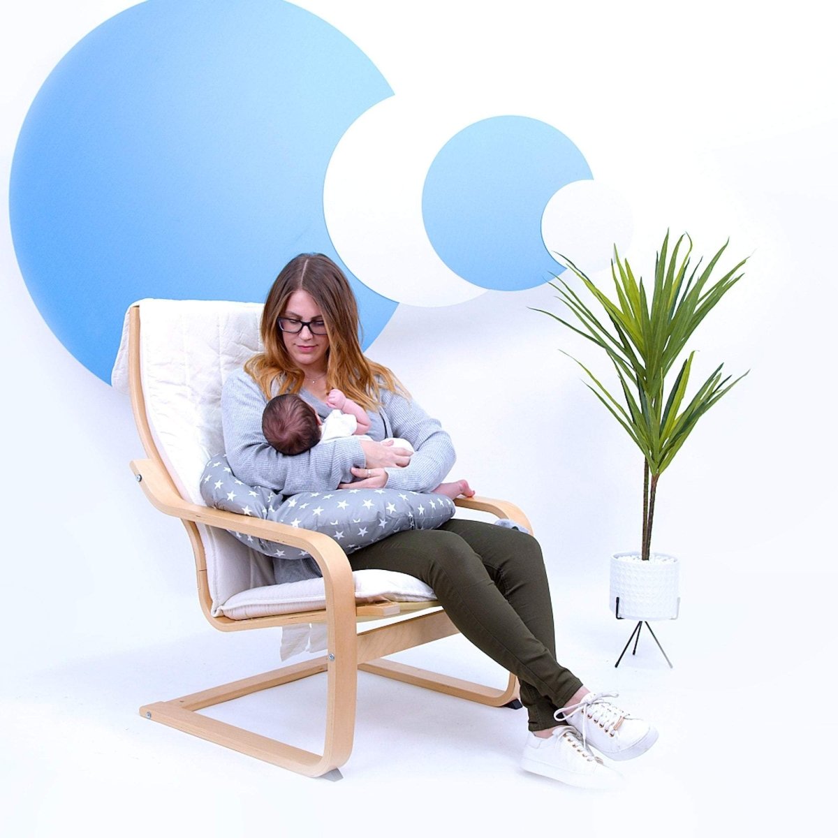 Breast Feeding Nursing Pillow  - Grey with Stars (COVER ONLY) - Glamorous Boutique