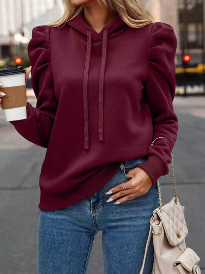 Puff Sleeve Hoodie with Drawstring