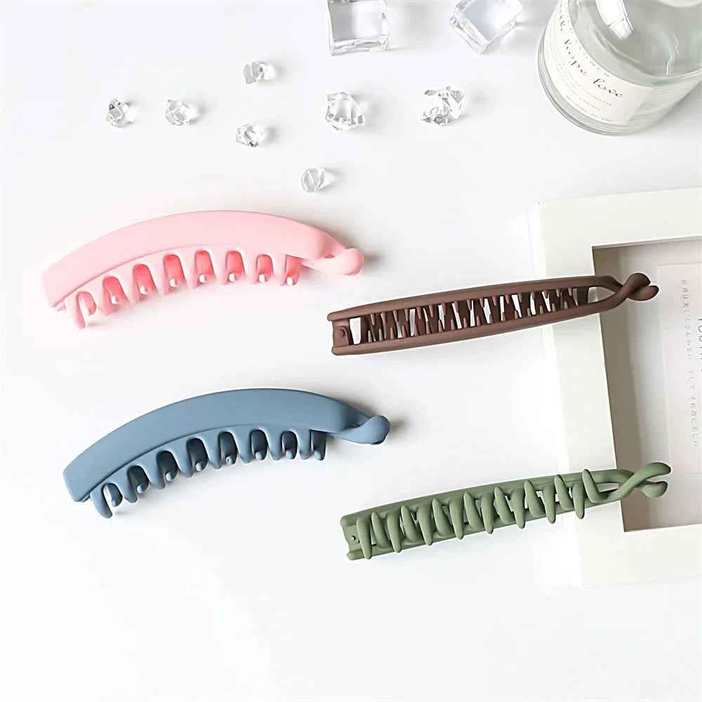 Frosted Solid Color Banana Hair Clips – Fashion Ponytail Barrettes & Hair Claws for Women