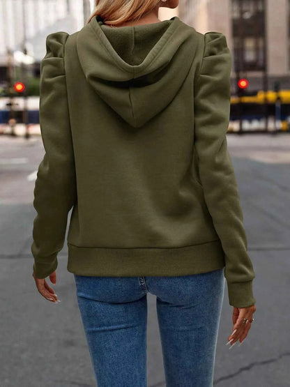 Puff Sleeve Hoodie with Drawstring
