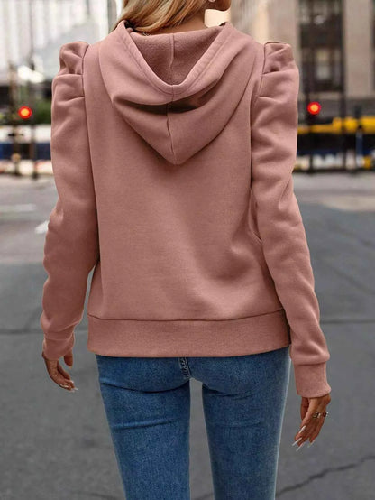 Puff Sleeve Hoodie with Drawstring