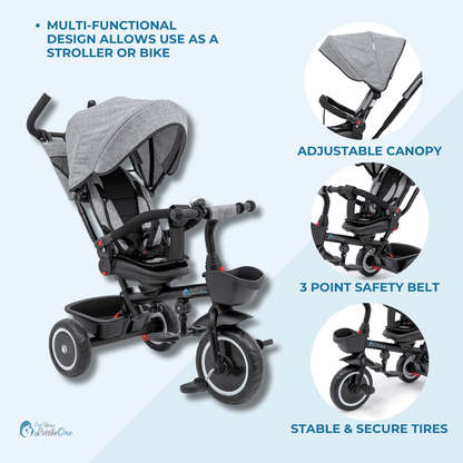 Foryourlittleone 6 in 1 Trike V3 - Grey (9 months - 5 years) - Glamorous Boutique