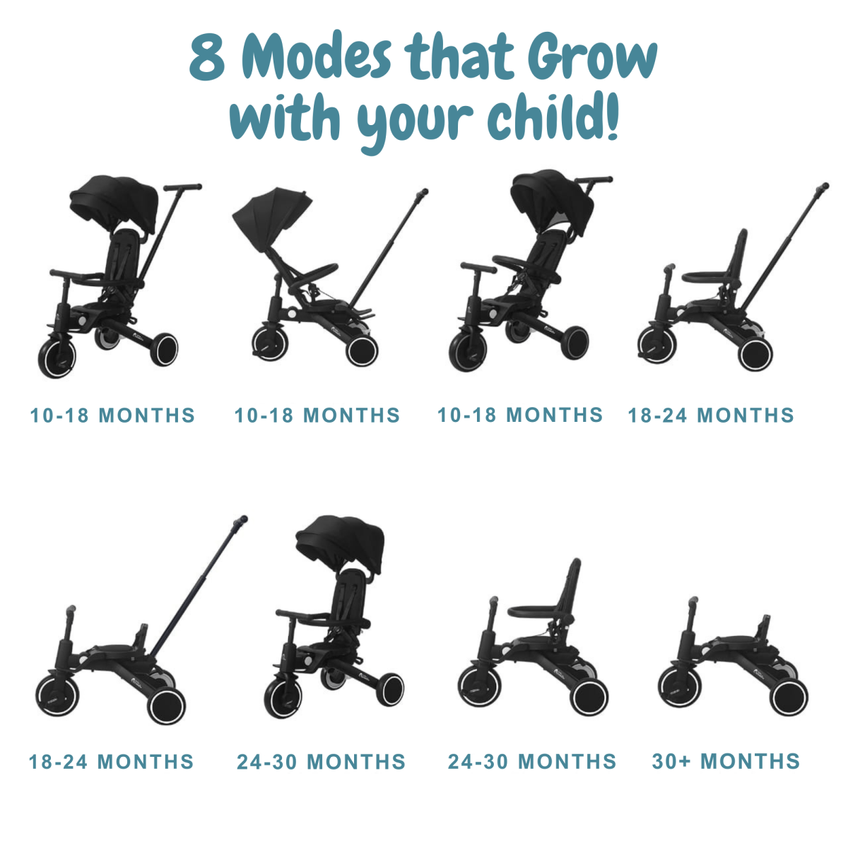 Foryourlittleone Xplor 6 in 1 Foldable Trike - Green (10m-5y) - Glamorous Boutique