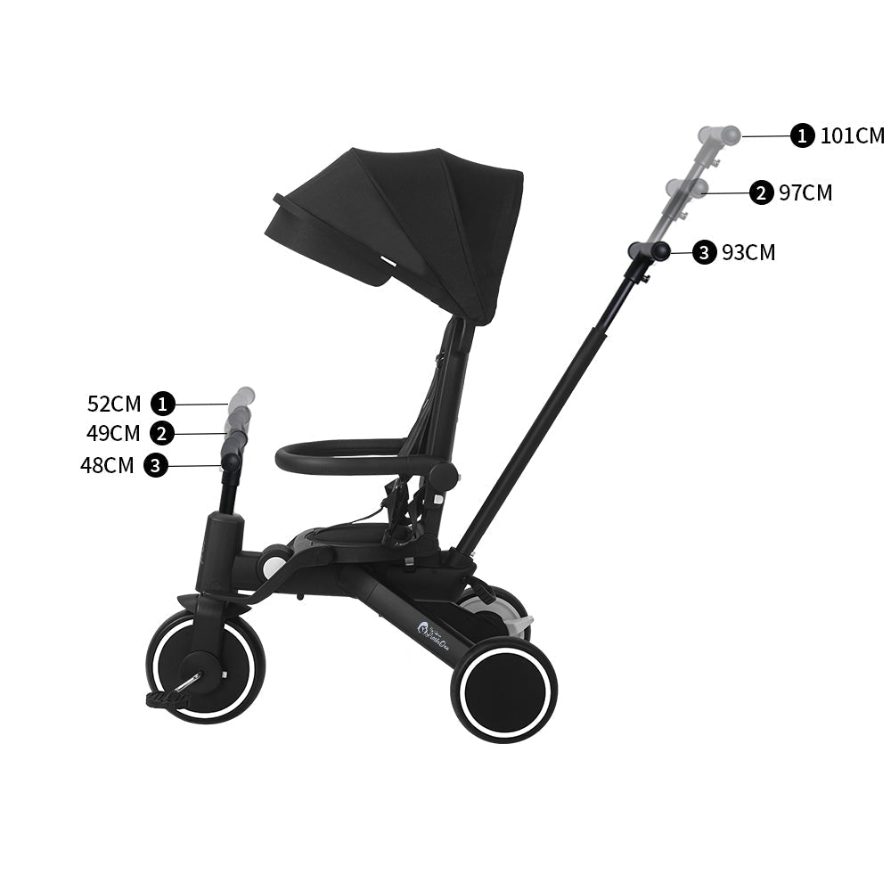 Foryourlittleone Xplor 6 in 1 Foldable Trike - Jet Black (10m-5y) - Glamorous Boutique