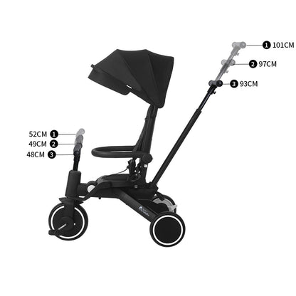 Foryourlittleone Xplor 6 in 1 Foldable Trike - Jet Black (10m-5y) - Glamorous Boutique
