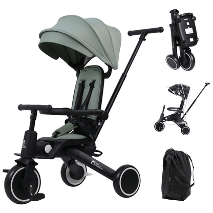 Foryourlittleone Xplor Plus 6 in 1 Foldable Trike - Green (10m-5y) - Glamorous Boutique