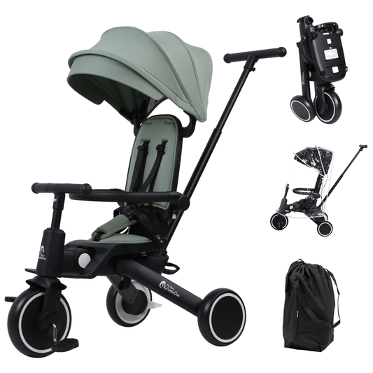Foryourlittleone Xplor Plus 6 in 1 Foldable Trike - Green (10m-5y) - Glamorous Boutique