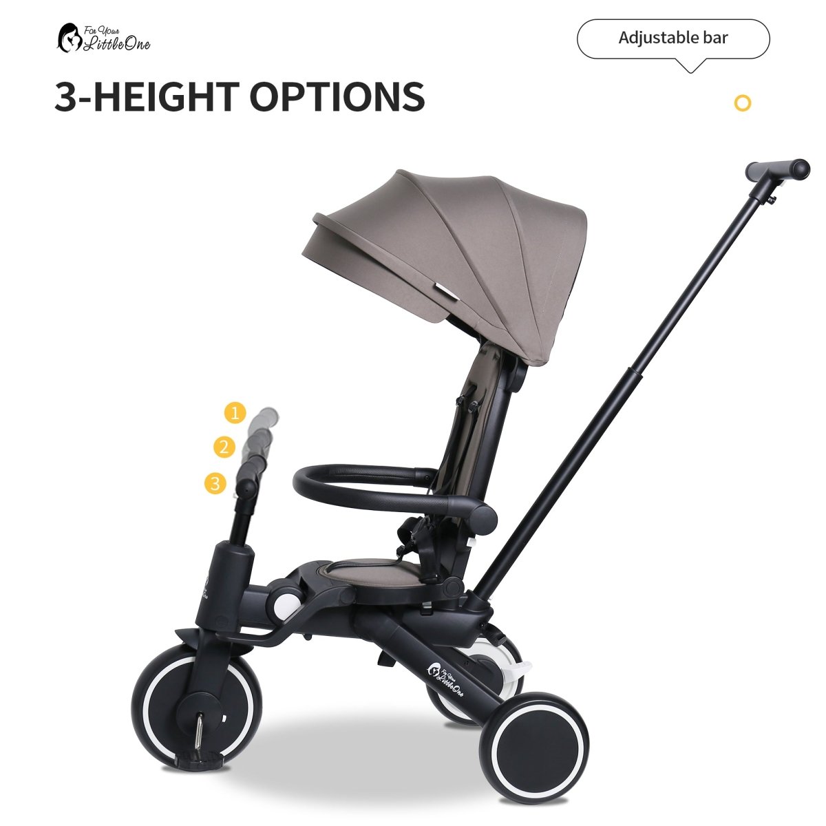 Foryourlittleone Xplor Plus 6 in 1 Foldable Trike - Grey Olive (10m-5y) - Glamorous Boutique