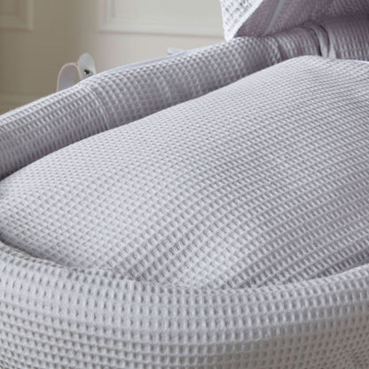 Grey Waffle Grey Wicker Baby Moses Basket With Stand - Glamorous Boutique