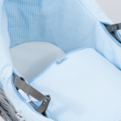 Pod Blue Waffle Moses Basket Bedding Set - Glamorous Boutique