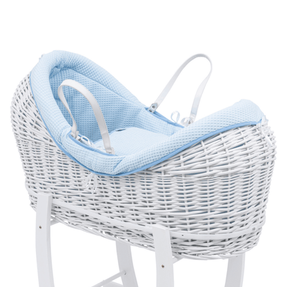 Pod Blue Waffle Moses Basket Bedding Set - Glamorous Boutique