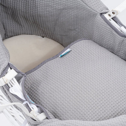 Pod Grey Waffle Moses Basket Bedding Set - Glamorous Boutique