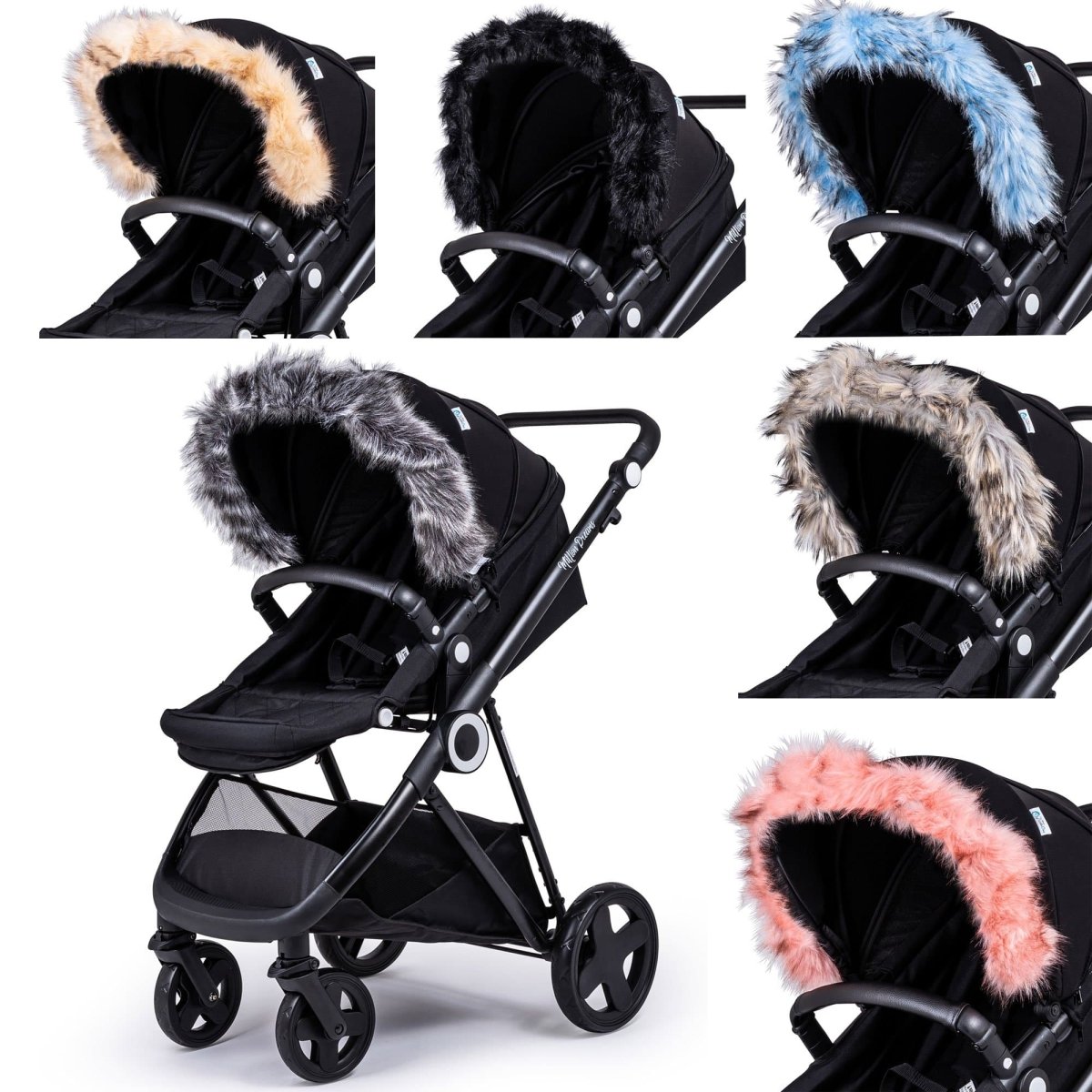 Pram Fur Hood Trim Attachment for Pushchair - Glamorous Boutique