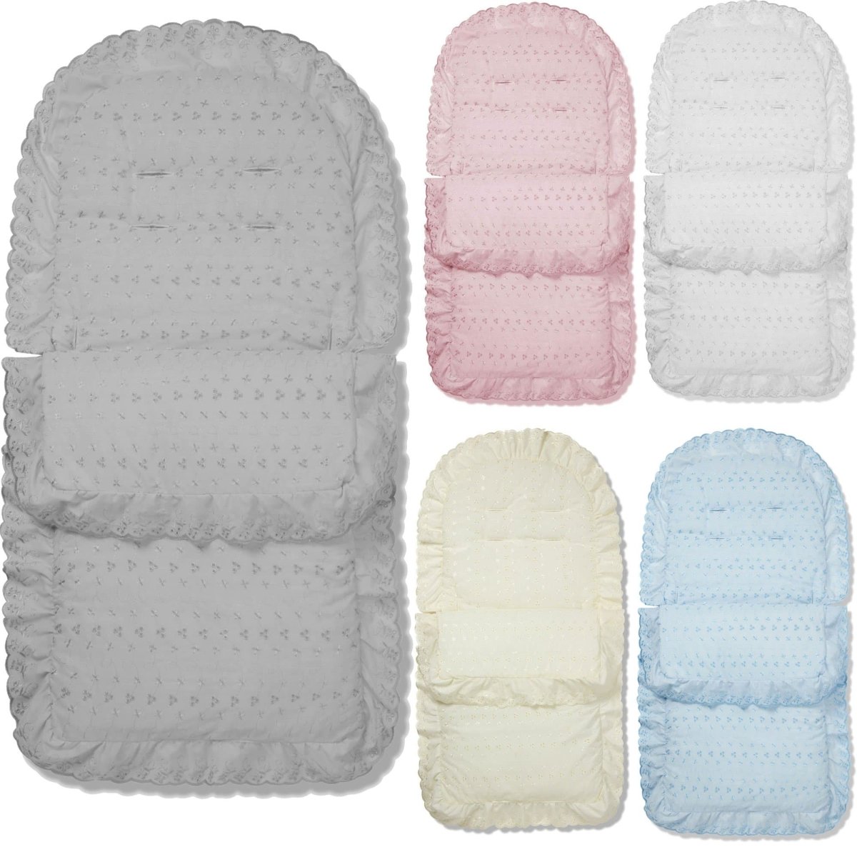 Universal Broderie Anglaise Pushchair Footmuff / Cosy Toes - Fits All Pushchairs / Prams And Buggies - Glamorous Boutique